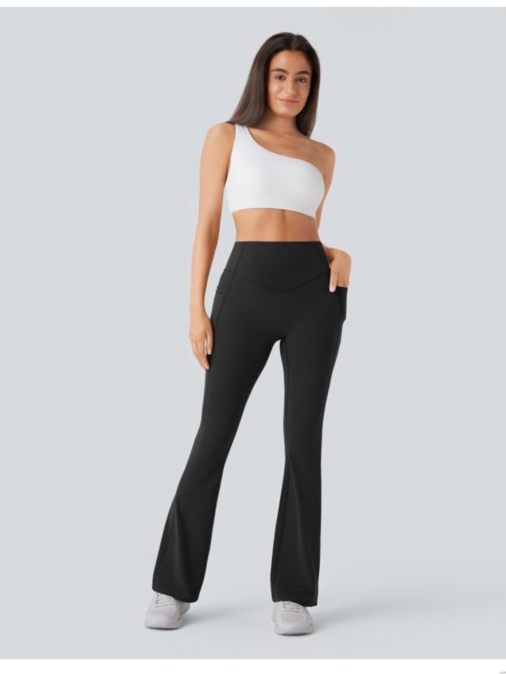 HALARA black leggings with pockets, boot cut, scrunch butt